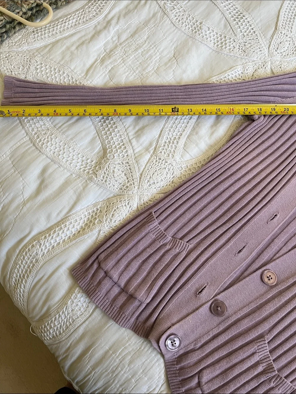 Talbots Mauve Ribbed Button-Front Cardigan - Picture 6 of 7